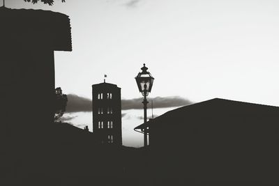 Low angle view of buildings against clear sky