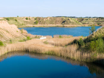 Scenic view of lake against sky