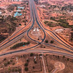 Aerial view of intertwined highways