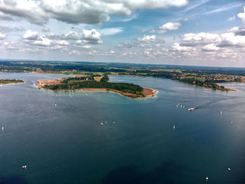 High angle view of sea against sky