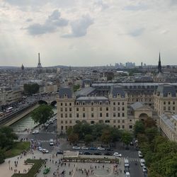 High angle view of buildings in city