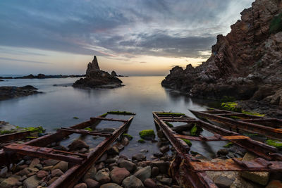 Scenic view of sea against sky during sunset