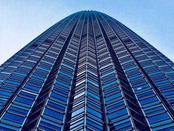 Low angle view of modern building against clear sky
