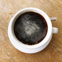 High angle view of coffee on table