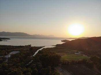 Scenic view of sea against sky during sunset