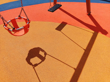 High angle view of swing in garden