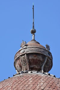 Low angle view of dome against clear blue sky