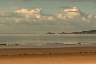 Scenic view of swansea bay against sky