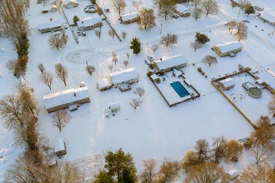 High angle view of boats in water