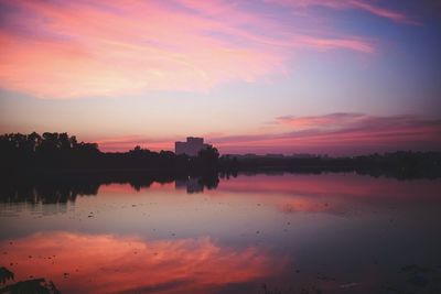 Scenic view of dramatic sky during sunset