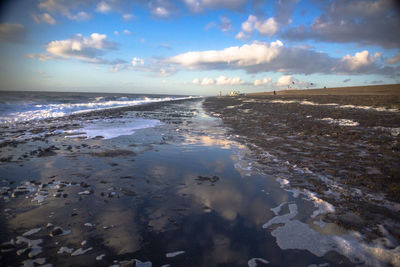 Scenic view of beach against sky