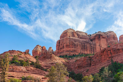 Rock formations on mountain against sky