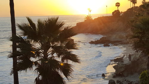 Scenic view of sea at sunset