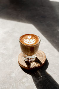 High angle view of coffee on table