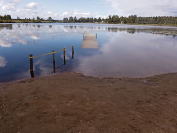 Scenic view of lake against sky