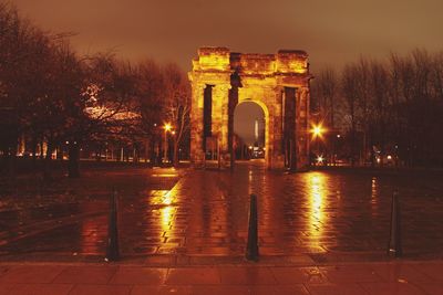 View of monument at night