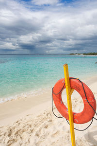 Scenic view of beach against sky