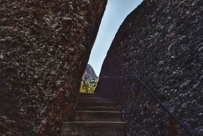 Low angle view of steps against sky