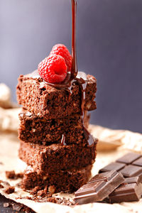 Close-up of strawberry cake