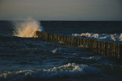 Scenic view of sea against clear sky