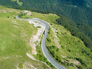 High angle view of mountain road