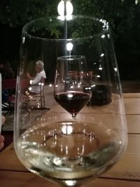 Close-up of wine glass on table