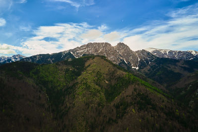 Majestic aerial view of giewont summit in tatra mountains