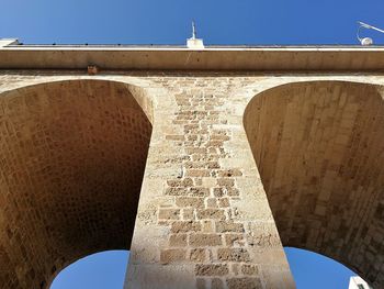 Low angle view of building against blue sky