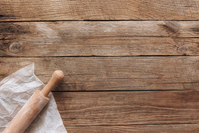 High angle view of wooden plank