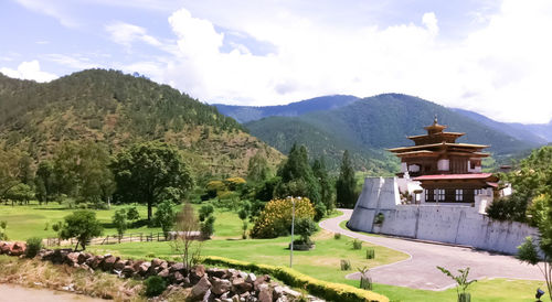 View of temple against cloudy sky