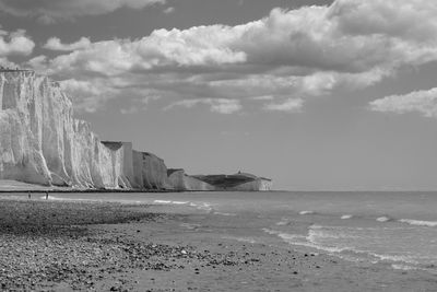 Scenic view of white cliffs, sea and sky uk 