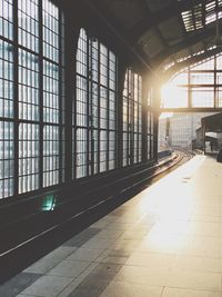 Sunlight streaming through window of railroad station