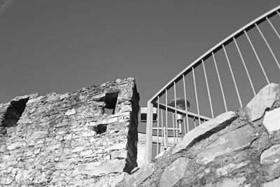 Low angle view of built structure against clear sky