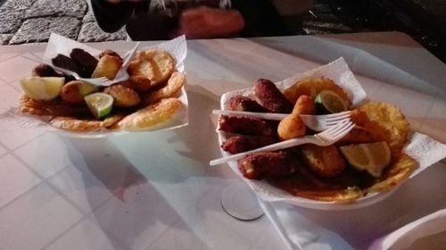 Close-up of served food in plate