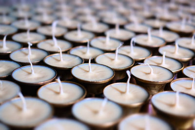 Full frame shot of tea light candles