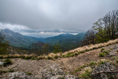 Scenic view of mountains against sky