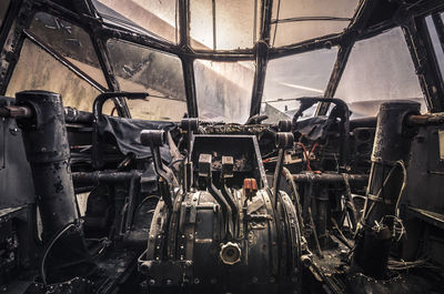 Interior of abandoned cockpit