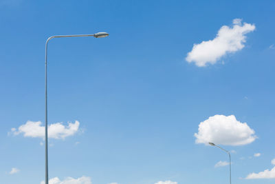 Street lamp on blue sky and clouds background and copy space