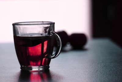 Close-up of drink in glass on table