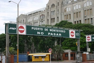 Information sign against built structure