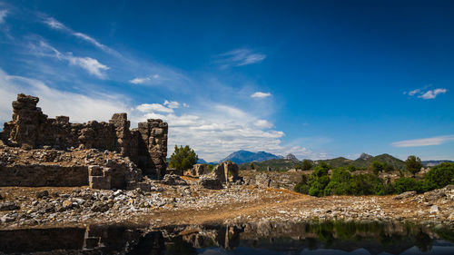 An antique ruined house ruin city. basilica, dating from the 3rd century ad, at aspendos ancient 