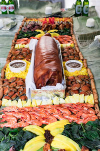 High angle view of food for sale at market