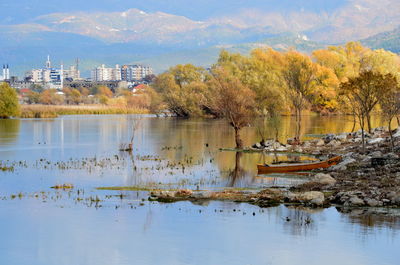 Scenic view of lake against sky