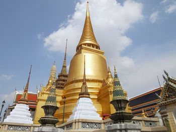 Low angle view of pagoda against sky