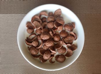High angle view of breakfast in plate on table