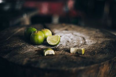 Close-up of fruits on cutting board