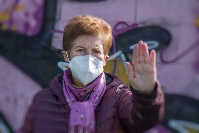 Portrait of woman with medical mask