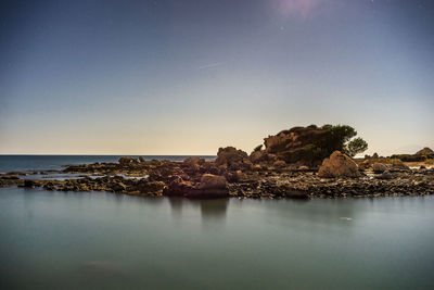 Scenic view of sea against clear sky