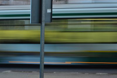 Blurred motion of train in city