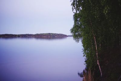 Scenic view of lake against clear sky